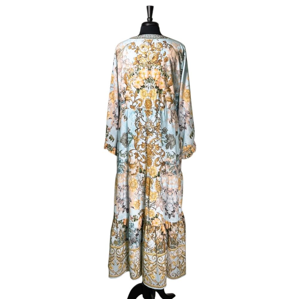 Soft Surroundings Womens XL Floral Baroque Maxi Boho Peasant Embroidered Tiered - Picture 2 of 10